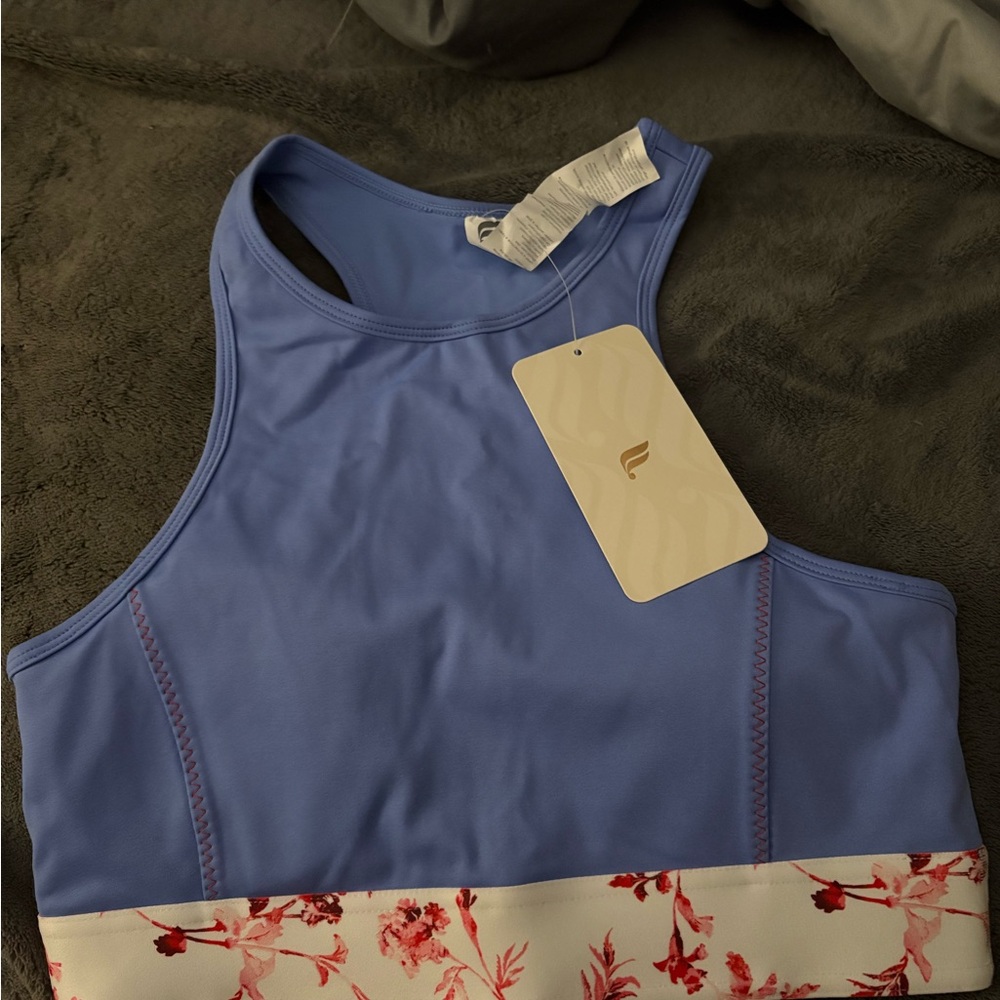 Fabletics Blue and Red Floral Sports Bra